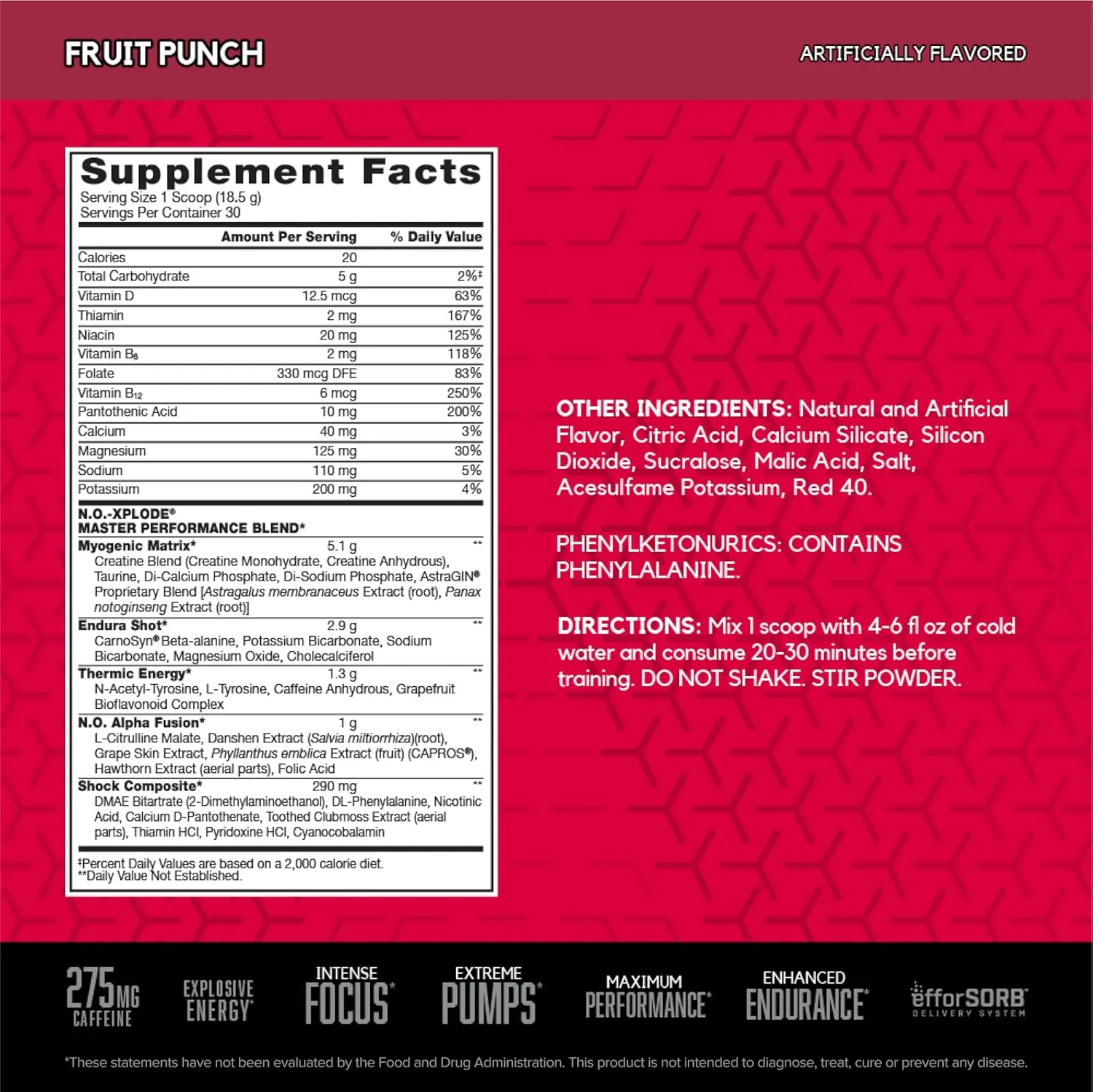 BSN N.O.-XPLODE Pre Workout Powder, Energy Supplement for Men and Women, 30 Servings - Image 2