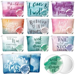 Inspirational Makeup Bag With Portable Mirror