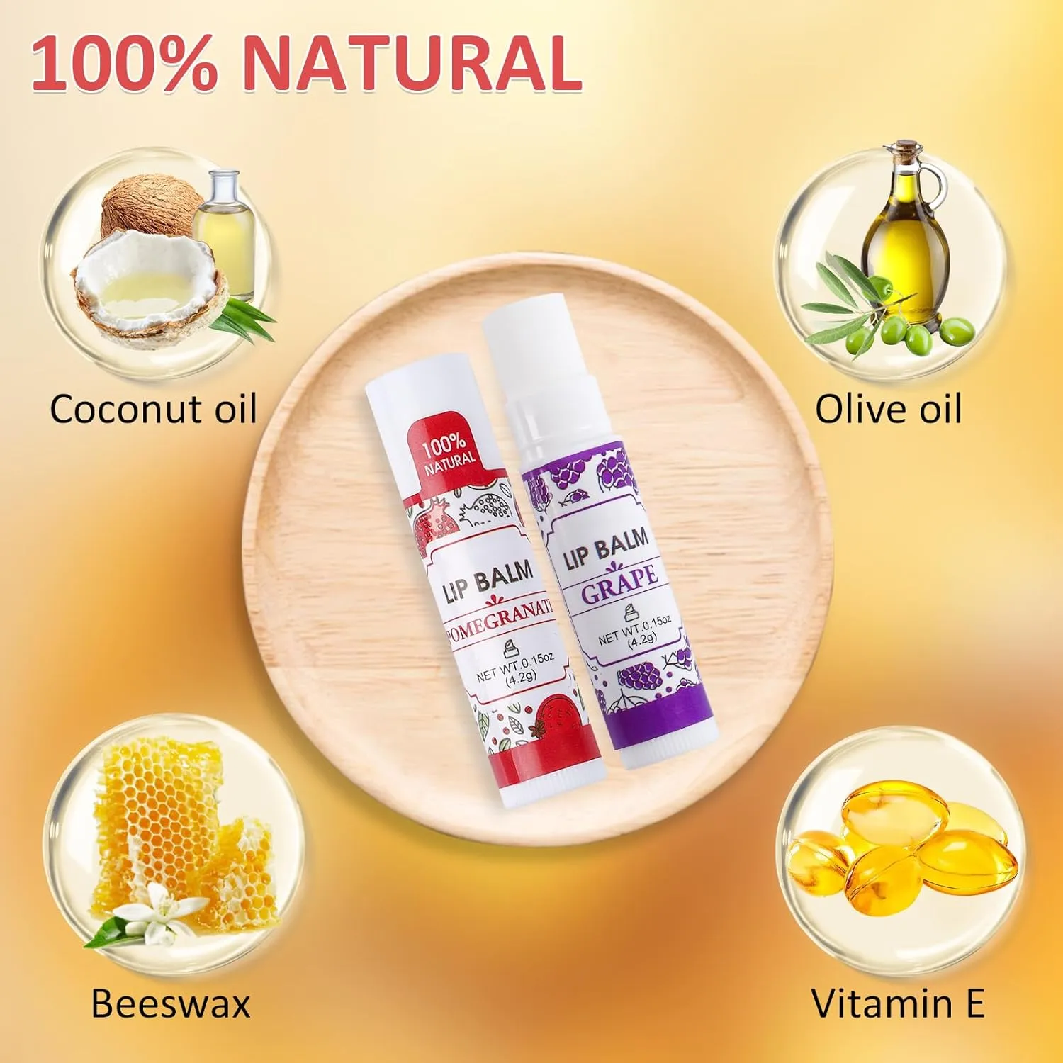 Natural Lip Balm with Vitamin E and Coconut Oil - Image 2