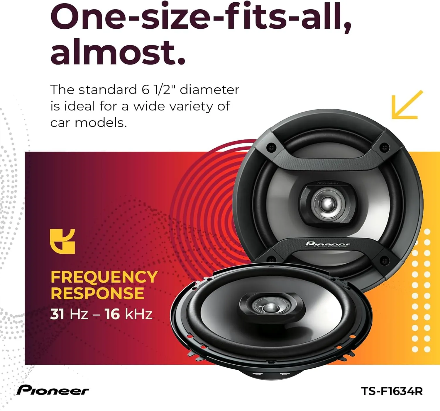 Pioneer F-Series TS-F1634R 6.5” 2-Way Speakers (Pair) - 200W - Image 3