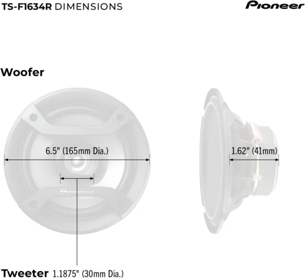 Pioneer F-Series TS-F1634R 6.5” 2-Way Speakers (Pair) - 200W - Image 4
